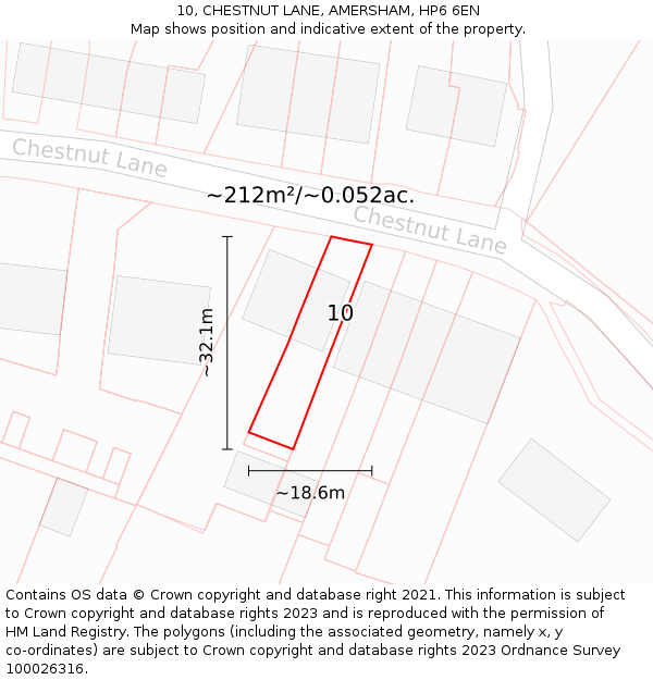 10, CHESTNUT LANE, AMERSHAM, HP6 6EN: Plot and title map