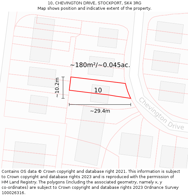 10, CHEVINGTON DRIVE, STOCKPORT, SK4 3RG: Plot and title map