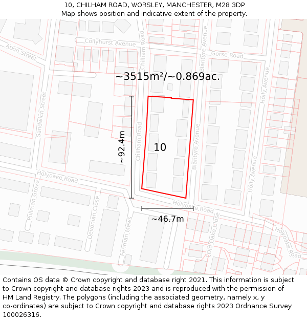 10, CHILHAM ROAD, WORSLEY, MANCHESTER, M28 3DP: Plot and title map