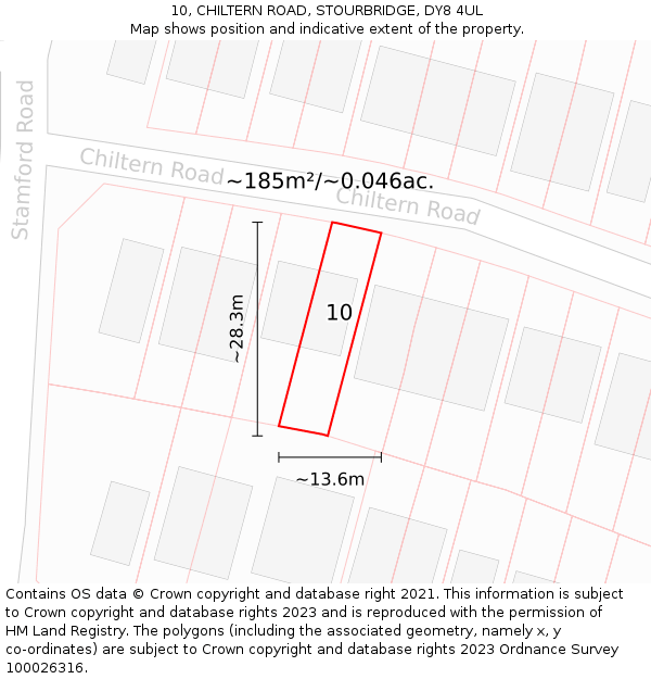 10, CHILTERN ROAD, STOURBRIDGE, DY8 4UL: Plot and title map