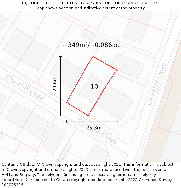 10, CHURCHILL CLOSE, ETTINGTON, STRATFORD-UPON-AVON, CV37 7SP: Plot and title map