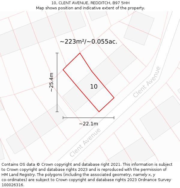 10, CLENT AVENUE, REDDITCH, B97 5HH: Plot and title map