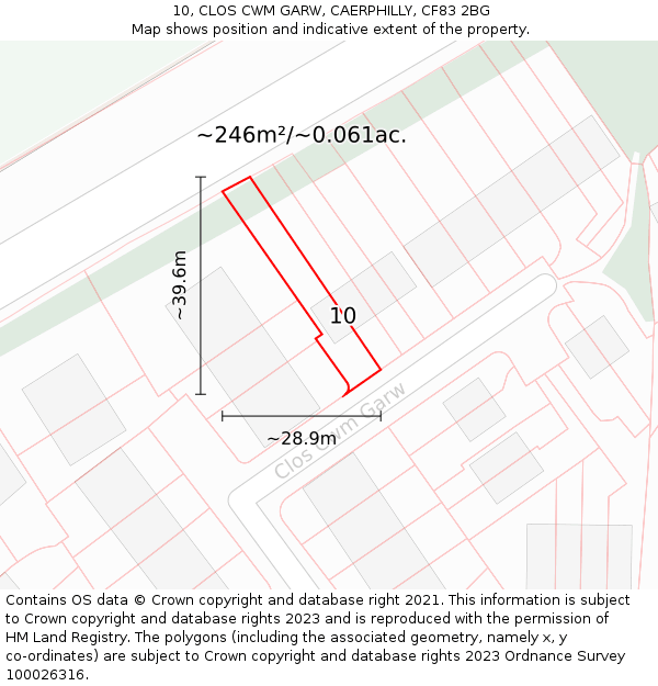 10, CLOS CWM GARW, CAERPHILLY, CF83 2BG: Plot and title map