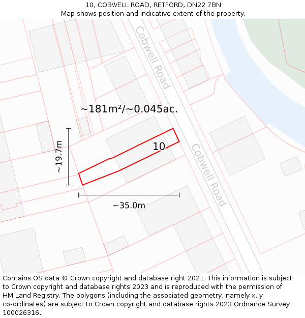 10, COBWELL ROAD, RETFORD, DN22 7BN: Plot and title map