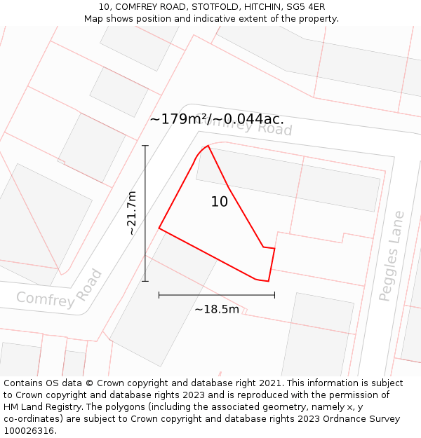 10, COMFREY ROAD, STOTFOLD, HITCHIN, SG5 4ER: Plot and title map