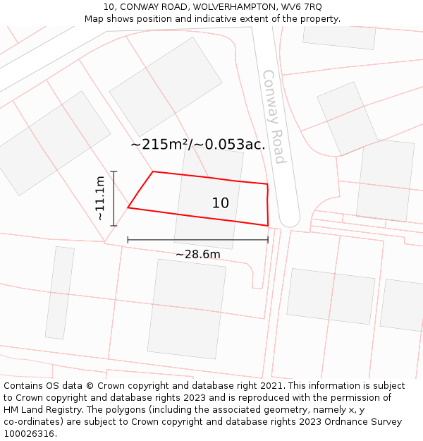 10, CONWAY ROAD, WOLVERHAMPTON, WV6 7RQ: Plot and title map