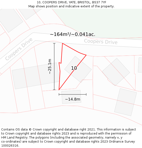 10, COOPERS DRIVE, YATE, BRISTOL, BS37 7YF: Plot and title map