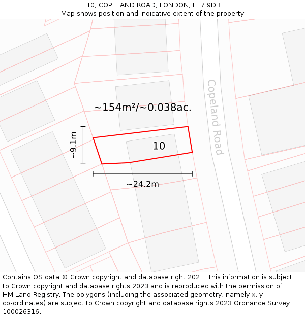 10, COPELAND ROAD, LONDON, E17 9DB: Plot and title map