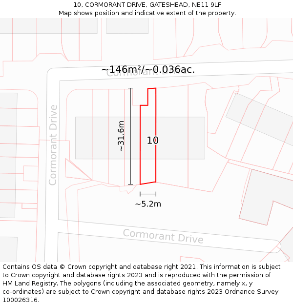 10, CORMORANT DRIVE, GATESHEAD, NE11 9LF: Plot and title map