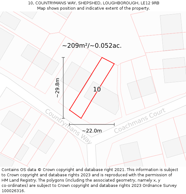 10, COUNTRYMANS WAY, SHEPSHED, LOUGHBOROUGH, LE12 9RB: Plot and title map