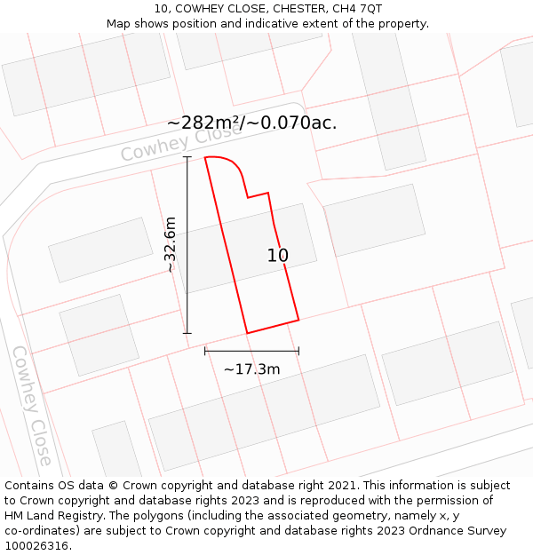 10, COWHEY CLOSE, CHESTER, CH4 7QT: Plot and title map