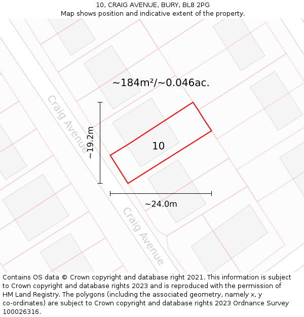 10, CRAIG AVENUE, BURY, BL8 2PG: Plot and title map