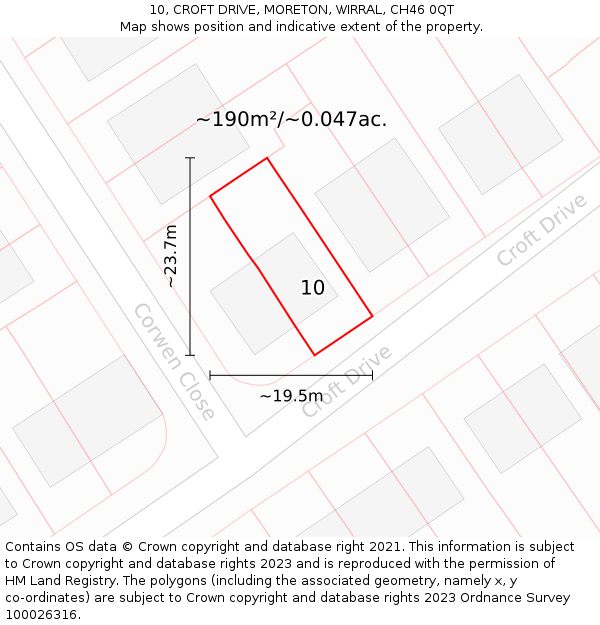 10, CROFT DRIVE, MORETON, WIRRAL, CH46 0QT: Plot and title map