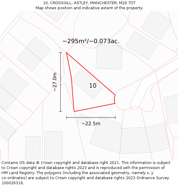 10, CROSSGILL, ASTLEY, MANCHESTER, M29 7DT: Plot and title map