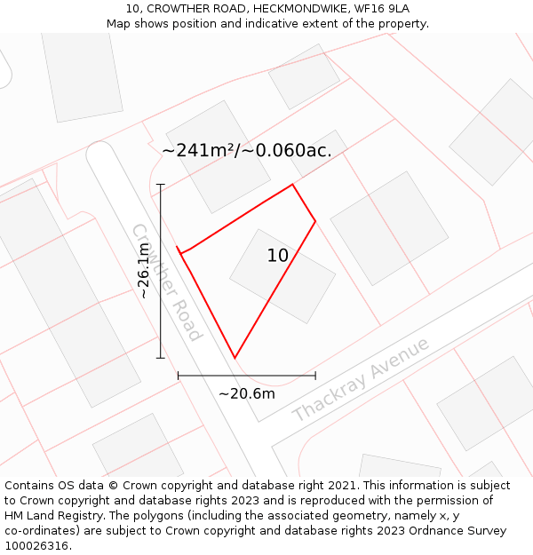 10, CROWTHER ROAD, HECKMONDWIKE, WF16 9LA: Plot and title map