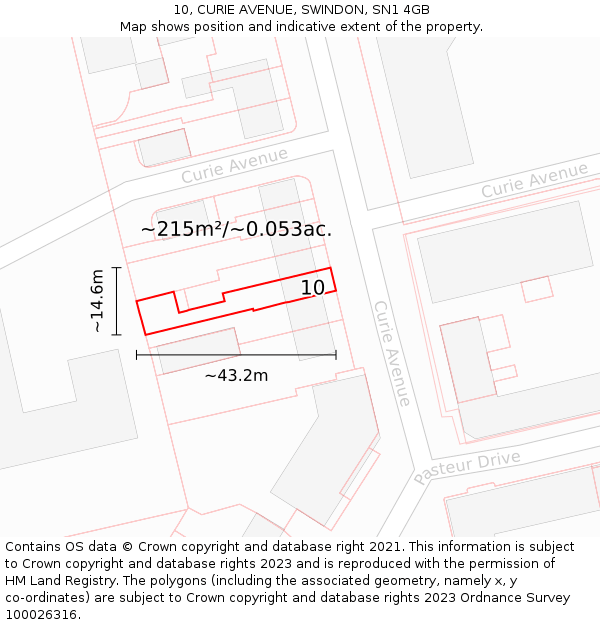 10, CURIE AVENUE, SWINDON, SN1 4GB: Plot and title map