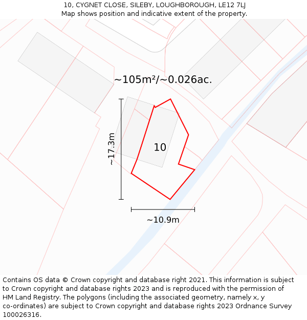 10, CYGNET CLOSE, SILEBY, LOUGHBOROUGH, LE12 7LJ: Plot and title map