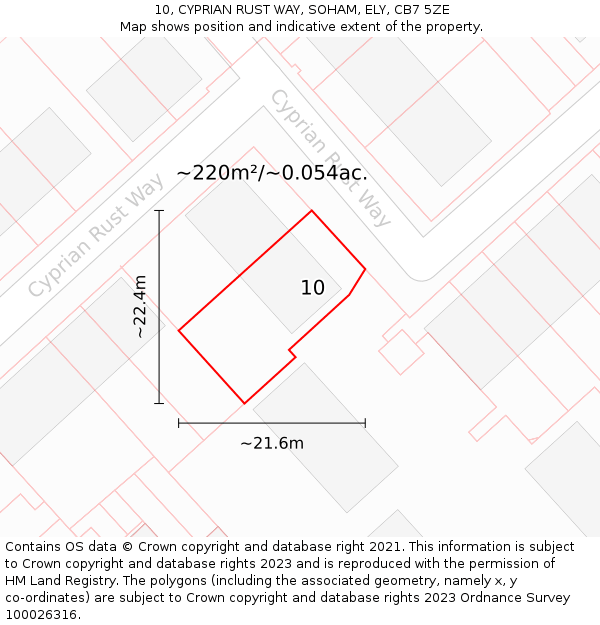 10, CYPRIAN RUST WAY, SOHAM, ELY, CB7 5ZE: Plot and title map