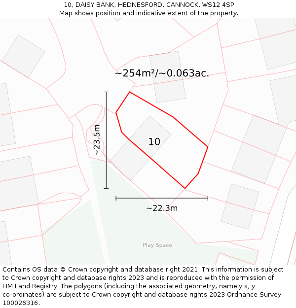 10, DAISY BANK, HEDNESFORD, CANNOCK, WS12 4SP: Plot and title map