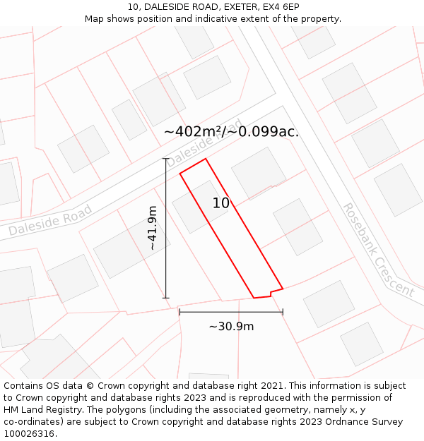 10, DALESIDE ROAD, EXETER, EX4 6EP: Plot and title map