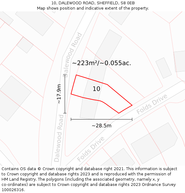 10, DALEWOOD ROAD, SHEFFIELD, S8 0EB: Plot and title map