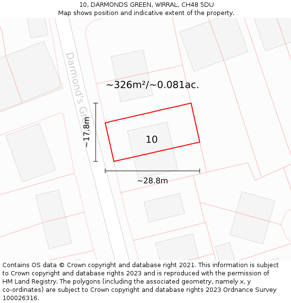 10, DARMONDS GREEN, WIRRAL, CH48 5DU: Plot and title map