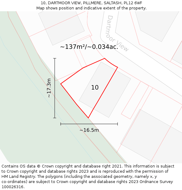 10, DARTMOOR VIEW, PILLMERE, SALTASH, PL12 6WF: Plot and title map