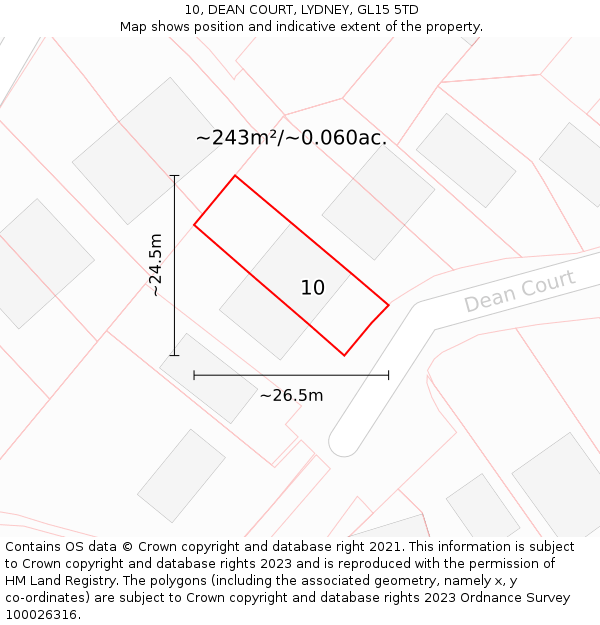 10, DEAN COURT, LYDNEY, GL15 5TD: Plot and title map