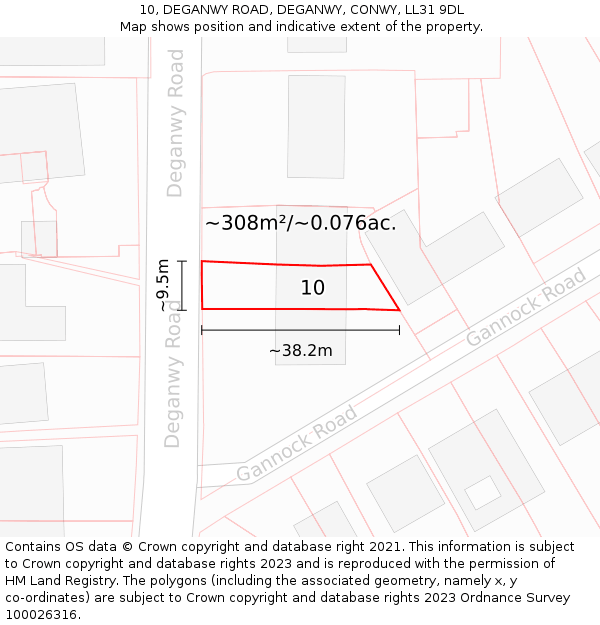 10, DEGANWY ROAD, DEGANWY, CONWY, LL31 9DL: Plot and title map