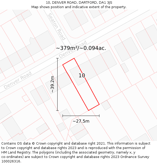 10, DENVER ROAD, DARTFORD, DA1 3JS: Plot and title map