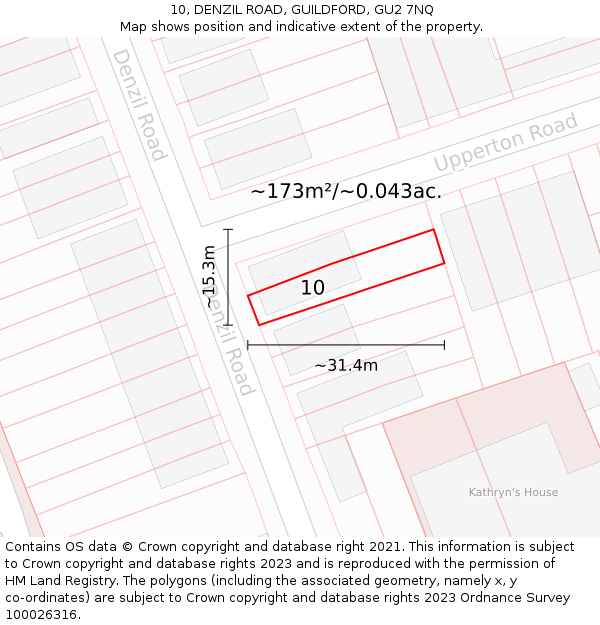 10, DENZIL ROAD, GUILDFORD, GU2 7NQ: Plot and title map