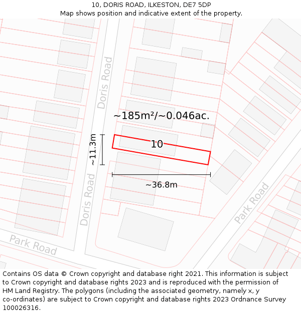 10, DORIS ROAD, ILKESTON, DE7 5DP: Plot and title map