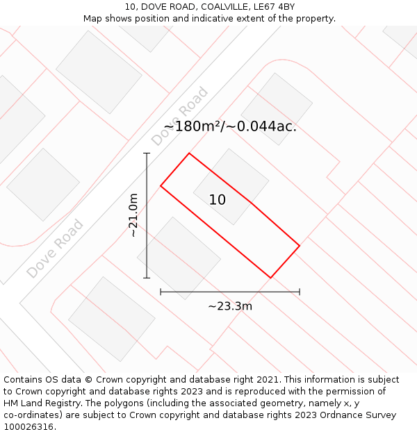 10, DOVE ROAD, COALVILLE, LE67 4BY: Plot and title map