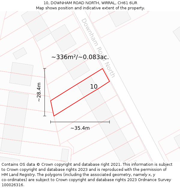 10, DOWNHAM ROAD NORTH, WIRRAL, CH61 6UR: Plot and title map