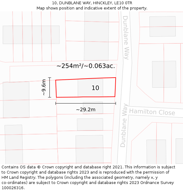 10, DUNBLANE WAY, HINCKLEY, LE10 0TR: Plot and title map