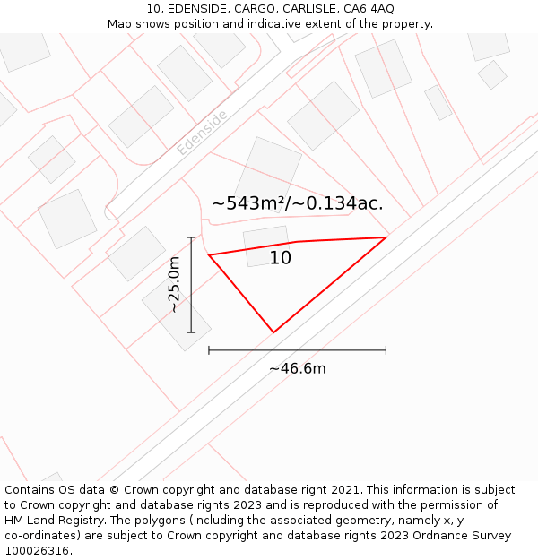 10, EDENSIDE, CARGO, CARLISLE, CA6 4AQ: Plot and title map