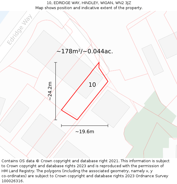 10, EDRIDGE WAY, HINDLEY, WIGAN, WN2 3JZ: Plot and title map