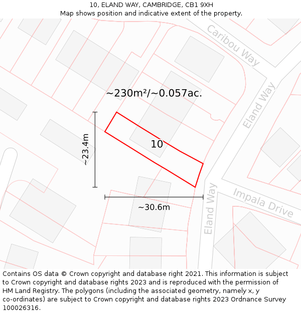 10, ELAND WAY, CAMBRIDGE, CB1 9XH: Plot and title map