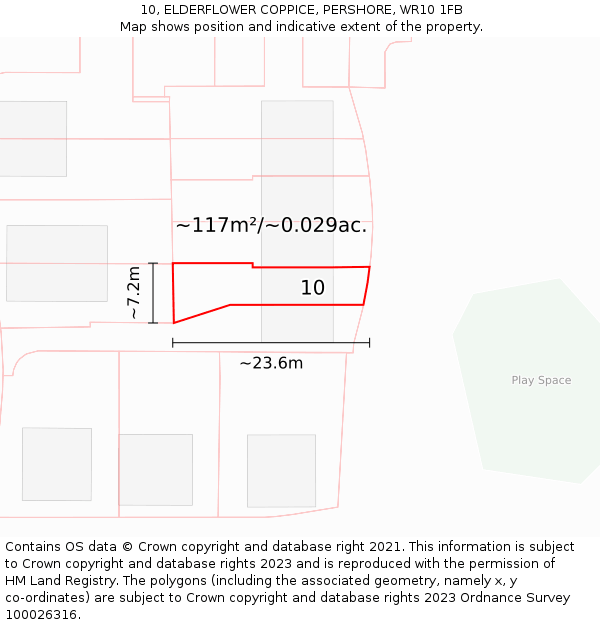 10, ELDERFLOWER COPPICE, PERSHORE, WR10 1FB: Plot and title map