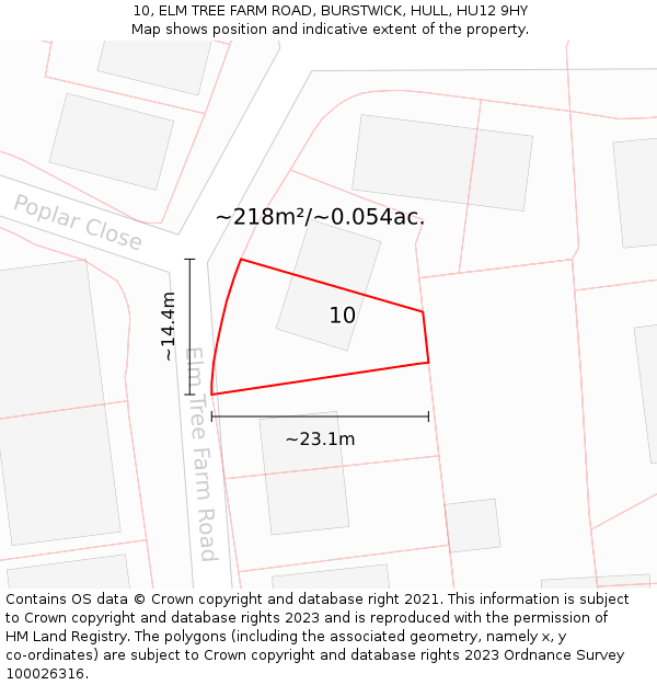 10, ELM TREE FARM ROAD, BURSTWICK, HULL, HU12 9HY: Plot and title map