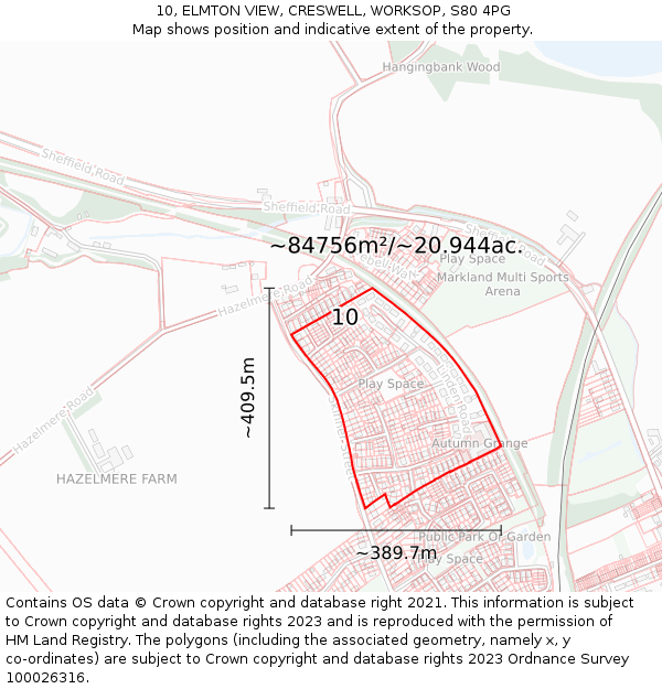 10, ELMTON VIEW, CRESWELL, WORKSOP, S80 4PG: Plot and title map