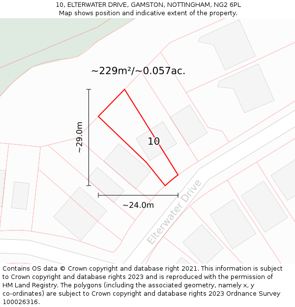 10, ELTERWATER DRIVE, GAMSTON, NOTTINGHAM, NG2 6PL: Plot and title map