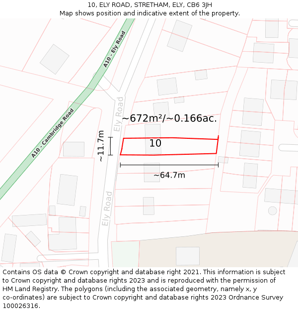 10, ELY ROAD, STRETHAM, ELY, CB6 3JH: Plot and title map