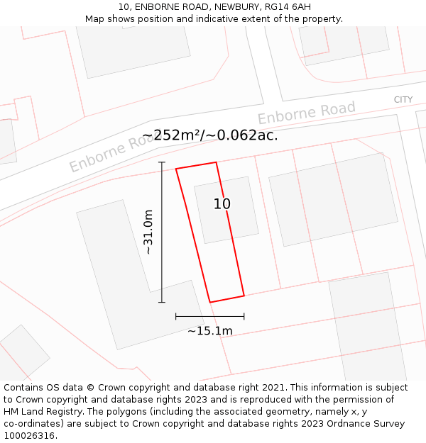 10, ENBORNE ROAD, NEWBURY, RG14 6AH: Plot and title map