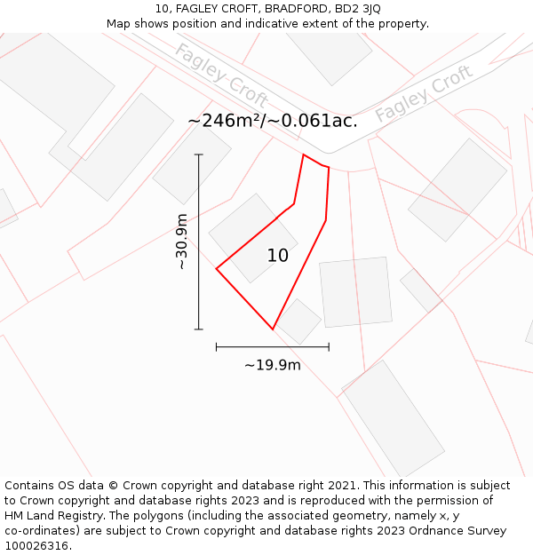 10, FAGLEY CROFT, BRADFORD, BD2 3JQ: Plot and title map