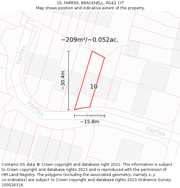 10, FAIRFAX, BRACKNELL, RG42 1YT: Plot and title map