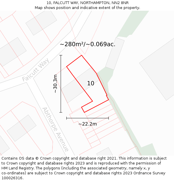 10, FALCUTT WAY, NORTHAMPTON, NN2 8NR: Plot and title map