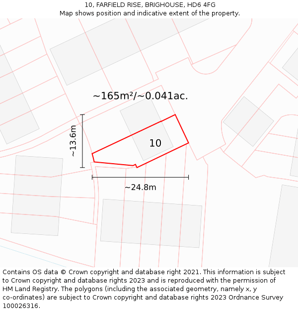 10, FARFIELD RISE, BRIGHOUSE, HD6 4FG: Plot and title map