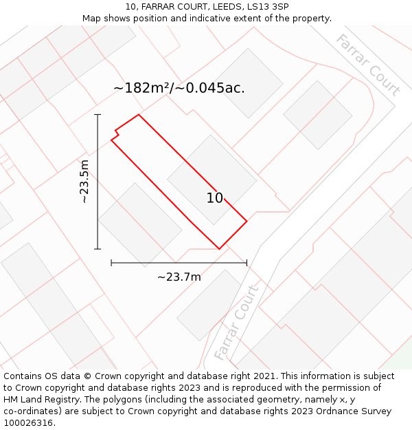 10, FARRAR COURT, LEEDS, LS13 3SP: Plot and title map