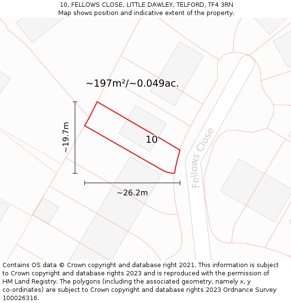 10, FELLOWS CLOSE, LITTLE DAWLEY, TELFORD, TF4 3RN: Plot and title map